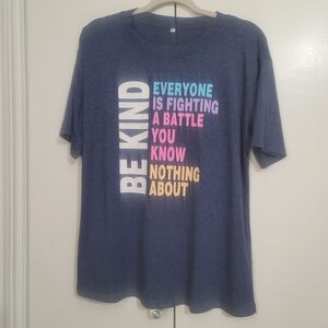 Be Kind Graphic Tee - Navy with Pastel Block Text